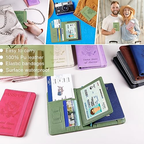Image of Melsbrinna RFID Passport Holder for Travel, Unisex Adults, Green, Faux Leather, Travel Wallet, RFID Protected