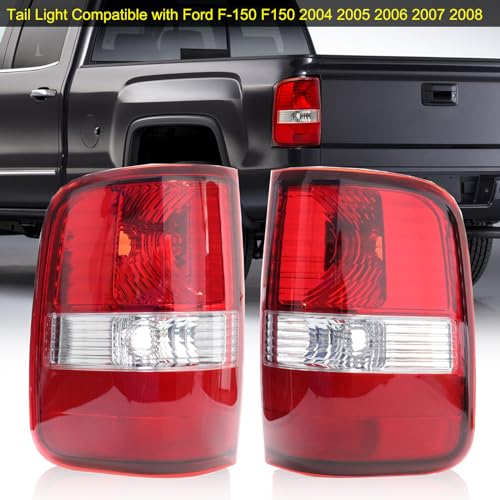 Image of Tail Light Assembly Compatible with Ford F-150 F150 2004 2005 2006 2007 2008 Driver and Passenger Side Rear Brake Light Housing Replace FO2800182, FO2801182, 5L3Z-13405-CA, 5L3Z-13404-CA