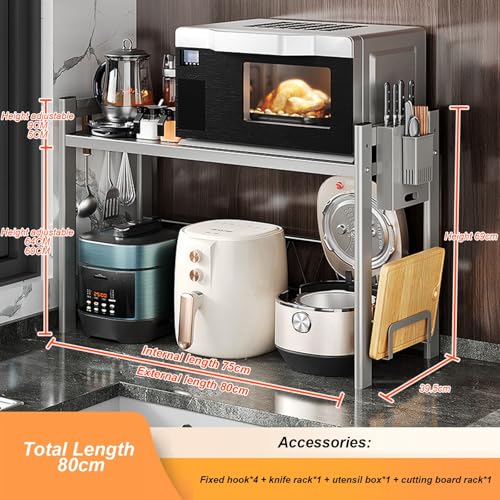 Support micro-ondes de comptoir 80 cm solution gain de place avec planche noire - 3