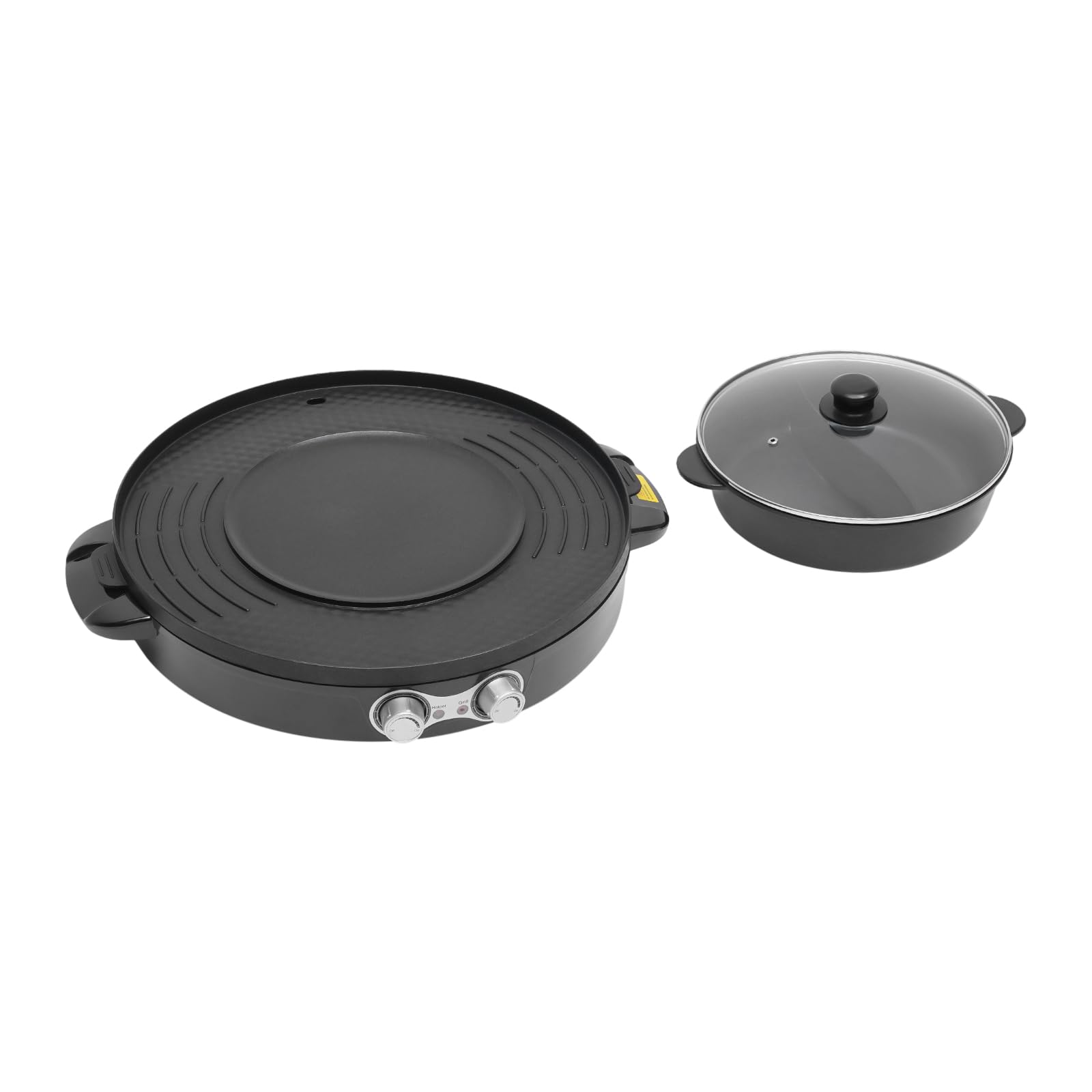 Hot Pot grill elektryczny 2 w 1, 2200 W, garnek elektryczny, wielofunkcyjny hotpot, grill stołowy z lejkiem i uchwytem, nieprzywierająca patelnia dla rodziny, na imprezę, 52 x 18,5 cm