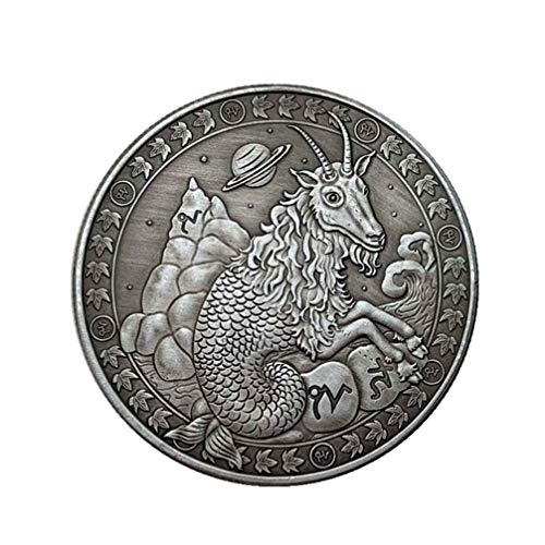 PRETYZOOM Sternbild Münze Steinbock Münze Geschenk Vintage-Stil Horoskop Münze Geburtstag Zeichen Glück Andenken Münze Stereoskopische Metallmünze Handwerk (Steinbock)
