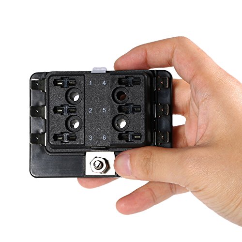 Sangmei Suporte de caixa de fusíveis de mini lâmina de 6 vias APM ATM 5A 10A 25A para barco a motor