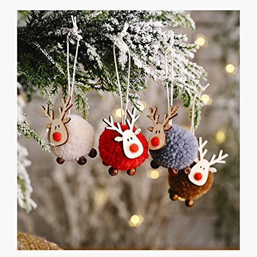 Partyyeah 24Pcs Christmas Cute Wool Felt Wooden Elk Antler Pendants Christmas Tree Decorations Cute Deer Craft Ornament For Christmas 2022 New Year Home Decor #TOP6