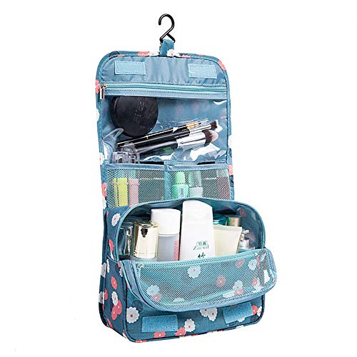 Preisvergleich Produktbild Baanuse Kulturbeutel Kulturtasche Kosmetiktasche Waschbeutel, mit Tragegriff und Haken, für Reisen Urlaub Camping, Blau