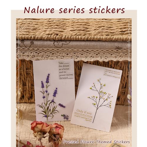 504 Pieces Pressed Flower Themed Stickers, Waterproof Clear Vintage Floral Daisy Botanical Aesthetic Decals Journaling Stickers for Scrapbook Supplies DIY Journal Planner Laptop - Thumbnail 5
