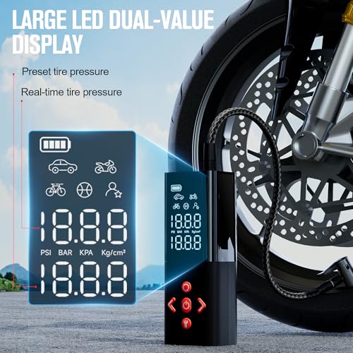 Image of GOOLOO AP150 Tire Inflator Portable Air Compressor, 2X Faster 150PSI Cordless Air Pump for Car Tires with Auto-Shutoff, Portable Tire Pump with Digital Pressure Gauge for Car, Motorcycle,Bike, Ball
