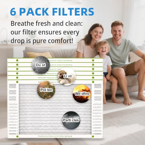 Image of 20x30x1 Air Filter AC Furnace MERV 13 Comparable with MPR 1900 FPR 10 HVAC Air Condition cabin Vent Fan Electrostatic Pleated Actual Size 19.49 x 29.49 x 0.75 6 Packs