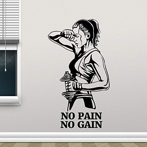 ONETOTOP Adesivo murale Palestra indolore Senza Guadagno Fitness Adesivo in Vinile Motivazione Citazione Arte Parete Decorazione della Stanza Autoadesivo Adesivo Treno di Gomma Poster 42 * 74 cm