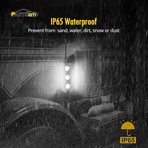 Partsam 1Pcs Dual Revolution Amber 17 Led Watermelon Light For Semi Truck Turn Signal And Marker To White Auxiliary Light W/Reflector Cup Compatible With Freightliner Kenworth Peterbilt #TOP5