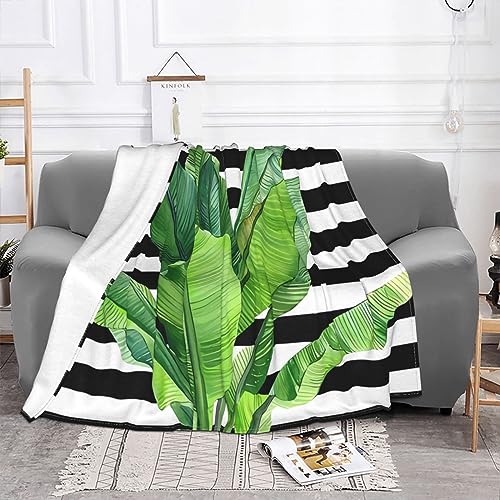 Couverture flanelle imprimée feuilles de palmier vertes lit - 3