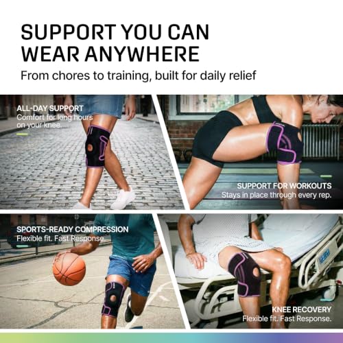 Image of Modvel Knee Brace with Side Stabilizers & Patella Gel Pads for Pain Relief and Joint Support Breathable, Non-Slip Compression Sleeve for Men & Women, Arthritis, Meniscus, ACL Recovery