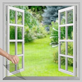 CUQOO Velcro Fly Window Screen, 150 x 130cm Curtain, Screen Mesh Netting with 5m Self Adhesive Velcro Tape, DIY White Washable Insect / Bug Mosquito, Fly, Spider Net Mesh Fly Screen Protector (1 Pack)