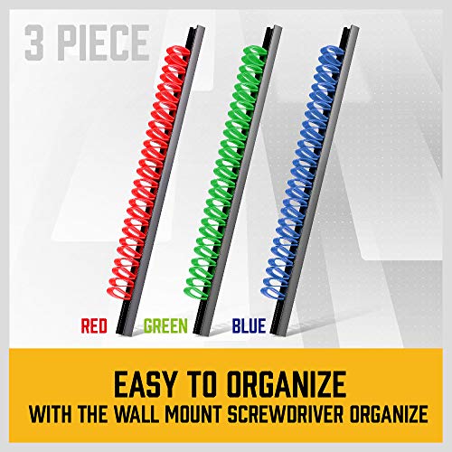 Screwdriver Organizer, SEDY 3-Piece Wall Mount Screwdriver Storage Racks, 26 ABS Clips Screwdriver Rail Rack Organizers