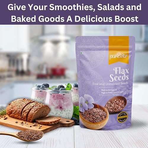 Image of Purevitr Flax Seeds & Chia Seeds Combo | 400g (200g Each) | Superfood Power Duo | Rich in Omega-3, Fiber & Protein | Raw & Natural