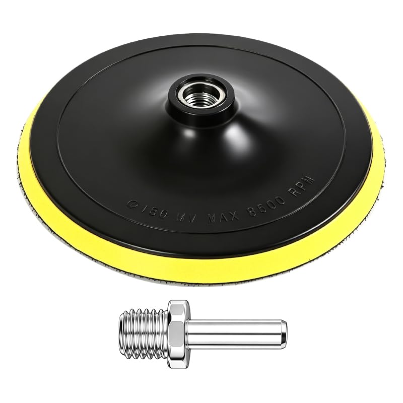 (M14x180mm) 7 Inch 180mm Hook and Loop Sanding Pad with M14 Drill Adapter, Self-Adhesive Disc Backing Plate, Compatible with Orbital Sanders & Polishers for Grinding and Buffi