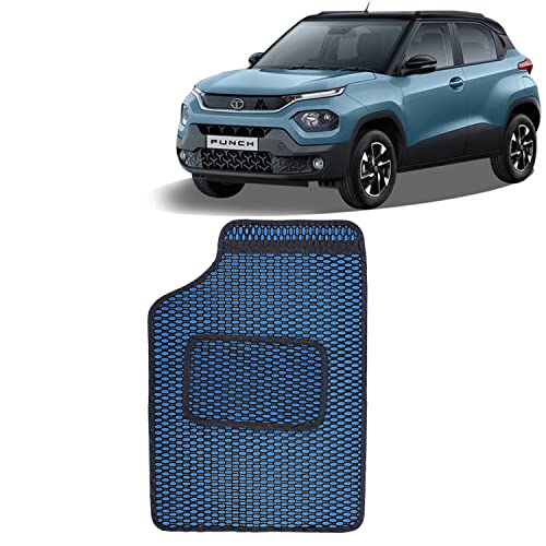 Image of Kingsway Dotted Design Car Floor Foot Mats Universal Fit for Tata Punch, Model Year : 2021 Onwards, Water and Dustproof, Color Blue, Set of 5 Pieces