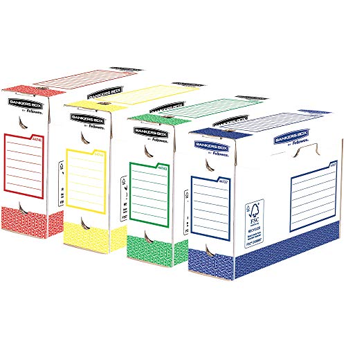 Bankers Box -4474501 - Boîte D'archives Heavy Duty A4+ 100mm - Pack de huit, Multicouleurs, L9.5 x H24.4 x L33cm