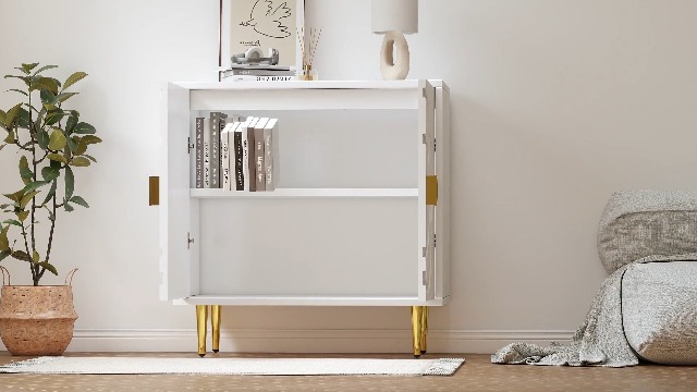 TOLEAD Storage Cabinet, Modern Cabinet With Decorative Flower Pattern