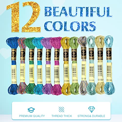 Set de 24 hilos metálicos para bordado multicolor miniatura 3