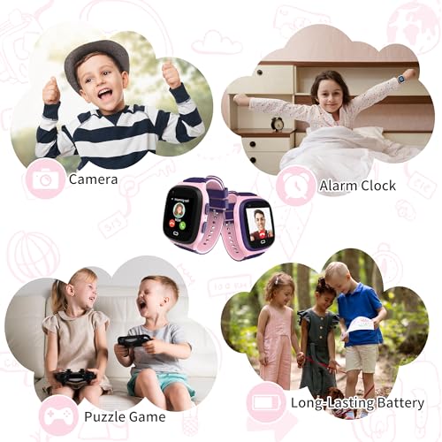 Image of Tixpc 4G Kids Smart Watch Girls with GPS Tracker Location Video Call Cell Phone SOS Calling Voice Chat Camera Alarm Clock Touch Screen SmartWatch Gifts for Age 5-12 Kids (Pink)