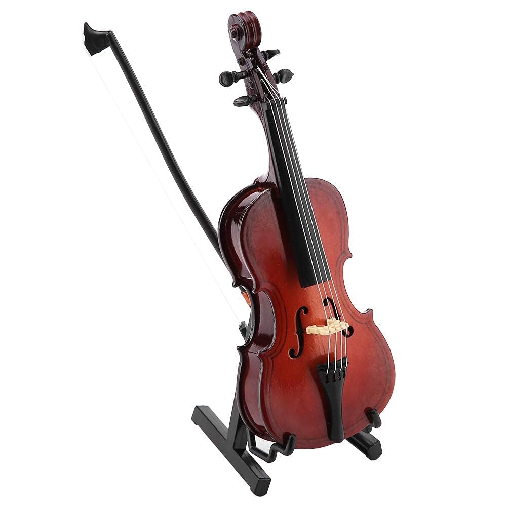 Mini modelo de instrumento de violonchelo de madera Réplica de violonchelo en miniatura con estuche Modelo de instrumento Regalos musicales Adornos para escritorio Estante Decoración 5.5in