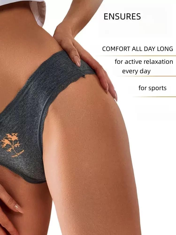 Womens Cotton Underwear Bikini Panties for Women Lace Trim Brief Underwear Print 5-Pack - Image 5