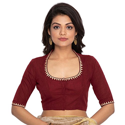 Image of RENE Women's Cotton Embroidered Half Sleeve Blouse