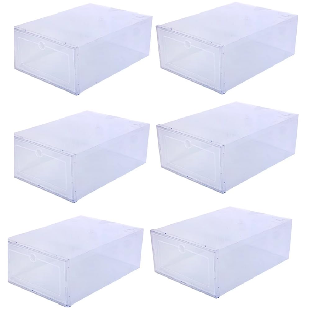 CTRLZS Transparent 6-Pack Shoe Boxes with Dust Protection, Thickened Material, Foldable and Stackable Design