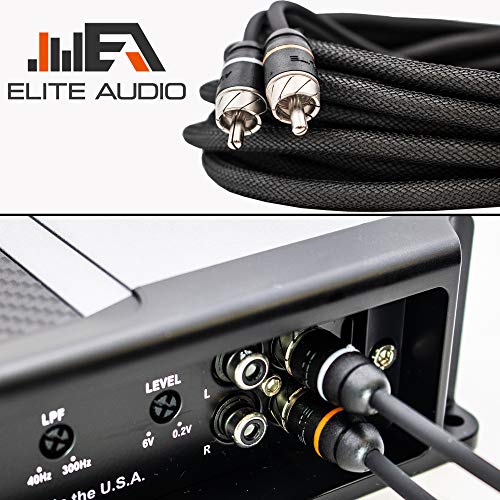 Elite Audio Premium Series 100% Ofc Copper Rca Interconnects Stereo Cable, 2 Channel 12' Cord (2 X Rca Male To 2 X Rca Male Audio Cable, Double-Shielded With Noise Reduction, 12 Feet Long) #TOP2