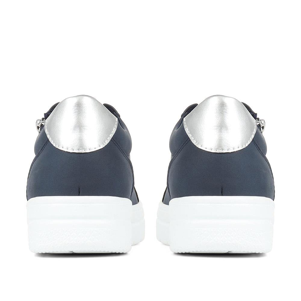 Paversladies Supportive Lace Up Fashion Trainers In Navy With