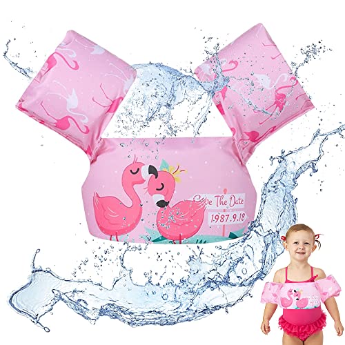 Brassards de Natation, Enfants Gilet de Flottement de Natation, Brassard Enfant, Aide à la Natation, Gilet Brassard Enfant, Gilet Piscine Enfant, pour Les Enfants de 2-6 Ans ou 14-25 kg (Flamant)