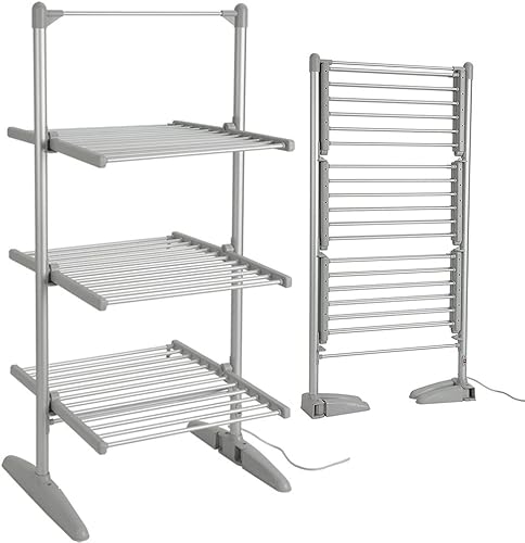 ZJIEX Secador de ropa eléctrica con calefacción de 3 niveles, secadores de ropa eléctricos plegables para interiores de baja energía, 300 W,