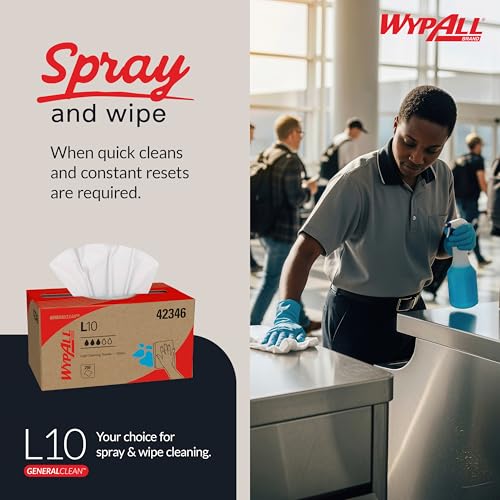 Image of WypAll GeneralClean L10 Light Cleaning Towels, 24 x 250 Sheets (42346)