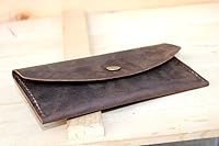 Vista 4 de Handmade High Quality Retro Leather Multi-function Envelope Mobile Phone Card Holder Wallet