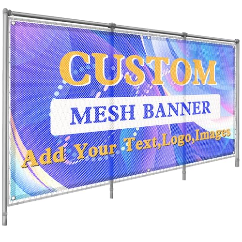 KYJDZSW Custom Mesh Banners Outdoor with Logo Text for Business Sport Event Advertising Construction Site Fence Custom Mesh Banners, 4'x6'