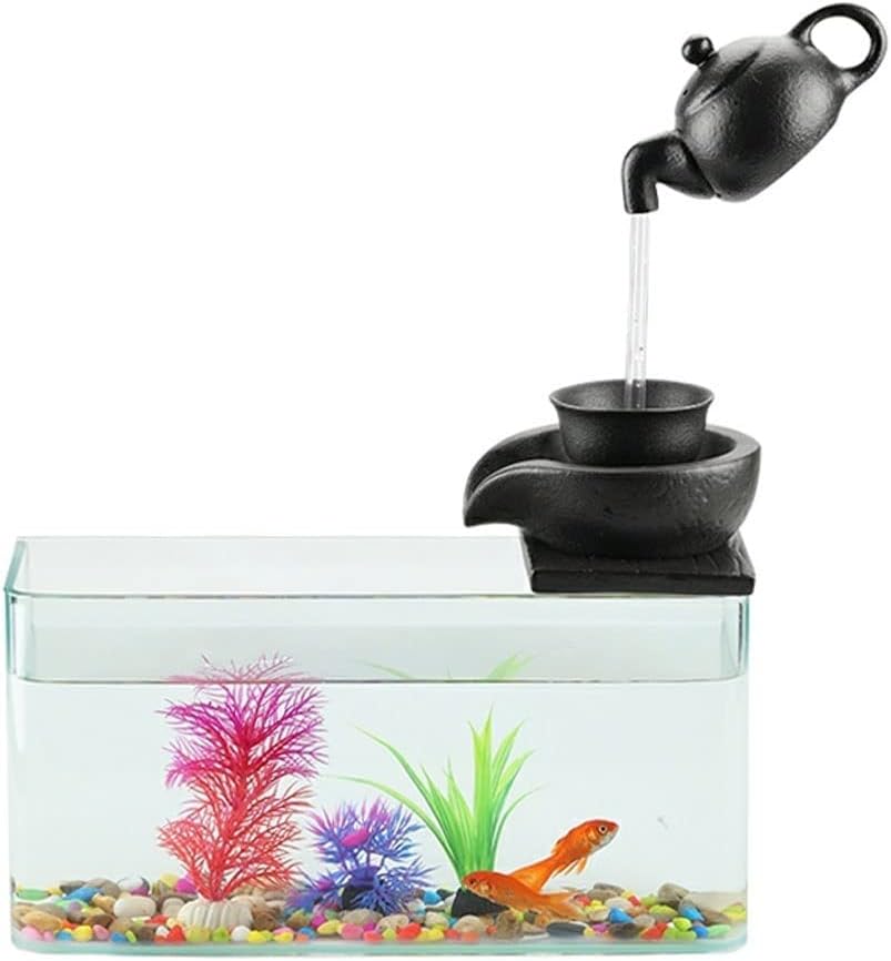Fish Tank Creative Flowing Water Table Glass Fish Tank Circulation Hanging Office Decoration Ornaments Water Plant Fish Tank Glass Fish Tank