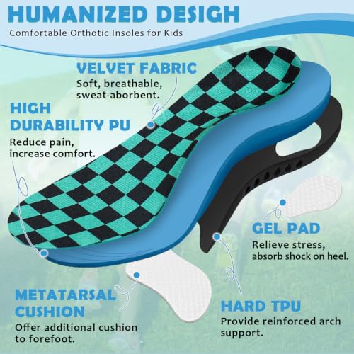 Image of Ailaka Kids Orthotic Arch Support Shoe Insoles, Plantar Fasciitis Cushioning Athletic Inserts for Flatfoot Pain Relief Running Walking