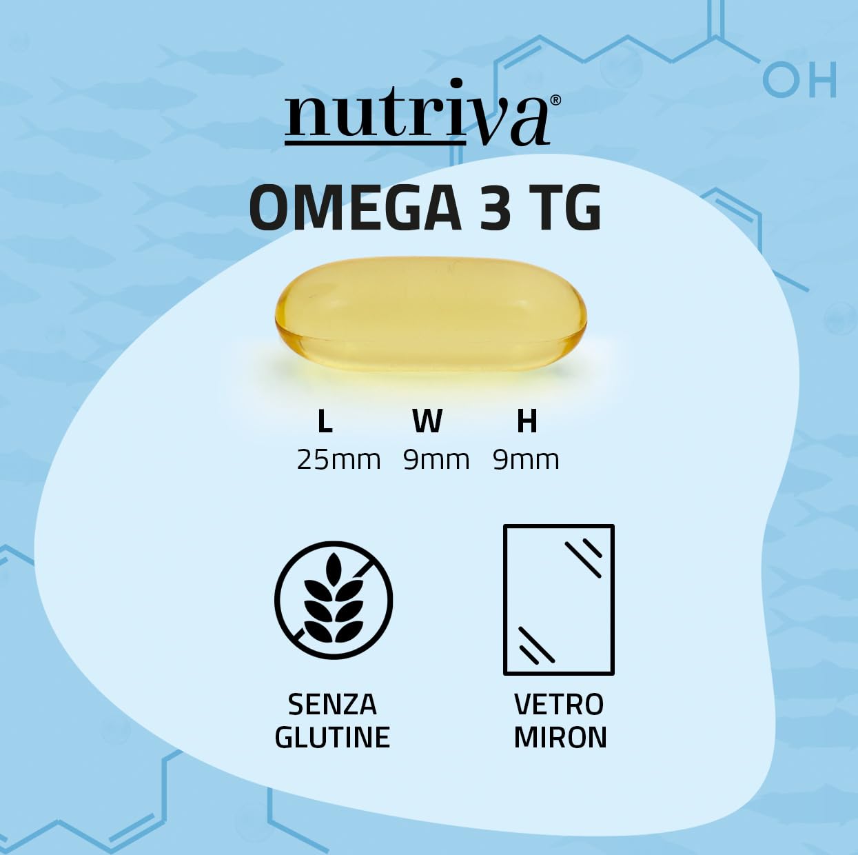 Nutriva Omega 3 TG - Complément alimentaire à base d'huile de poisson riche en acides gras oméga 3 (90 gélules)