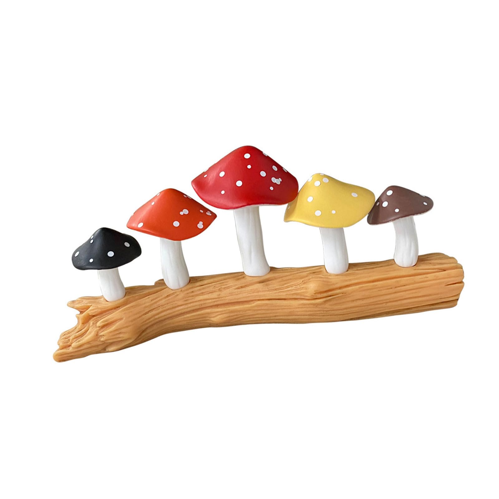 Tsophreniq Handcrafts Resins Mushrooms on Tree Stump Figurine Car Interior Decoration Mushroom Miniature Home Desktop Ornament Miniature Garden Mushroom Ornament