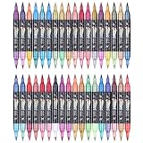 KEMYR Rotuladores de Pincel con Efecto Purpurina, 72 Colores Rotuladores de Purpurina de Doble Punta Pack de 36 Marcadores Metálicos Brillantes para Tarjetas, Manualidades DIY, Garabatos, Escritura