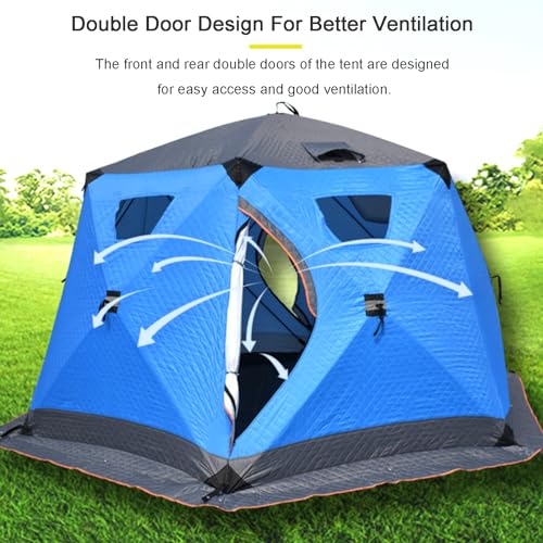 Abri de pêche sur glace portable pop-up d'hiver cabane bleue outdoor - 5