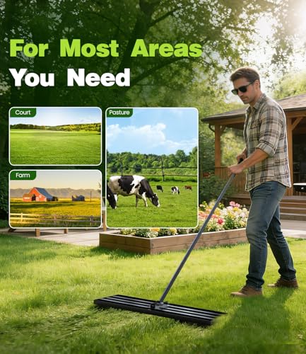 Lawn Levelling Rake & Garden Leveller | Heavy Duty 2-In-1 Turf Lute & Soil Spreader | Powder Coated Anti-Rust Finish | 210X 43X 30Cm | Ideal For Lawn Care, Landscaping & Gardening - 4
