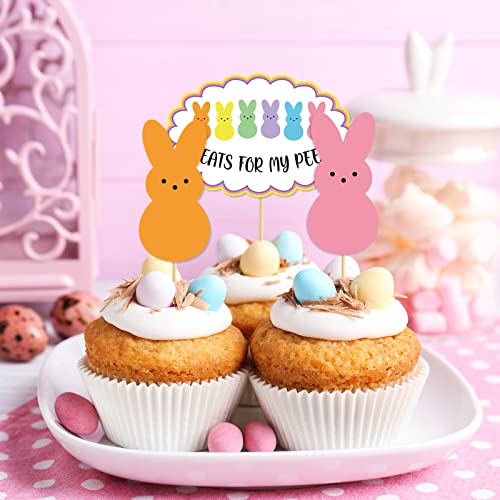 Anydesign 48Pcs Easter Bunny Cupcake Topper With Sticks Glue Point Double-Sided Colorful Bunny Cupcake Picks Food Picks For Easter Birthday Party Supplies Cake Decorations, 7 Designs #TOP2