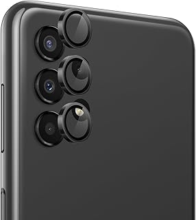 دلـع موبايلك واقي عدسة الكاميرا لملحقات سامسونج جالاكسي A13، واقي شاشة معدني بحلقة فردية من الزجاج المقوى بدرجة صلابة 9، مناسب للجراب، مضاد للخدش (اسود)