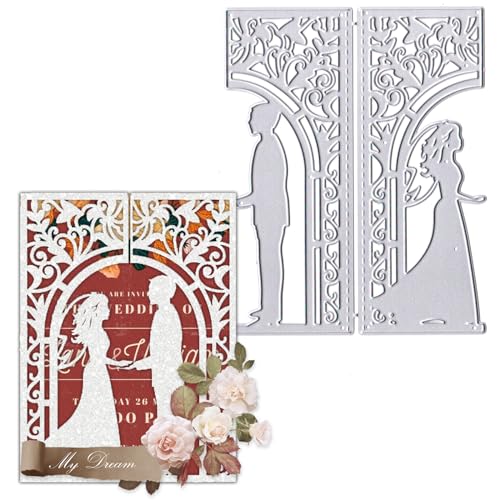 Hying Wedding Frame Cutting Dies for Card Making, Bride Groom Die Cuts Wedding Invitation Dies Stencils Embossing Template for Craft Scrapbooking DIY Photo Album Decorations
