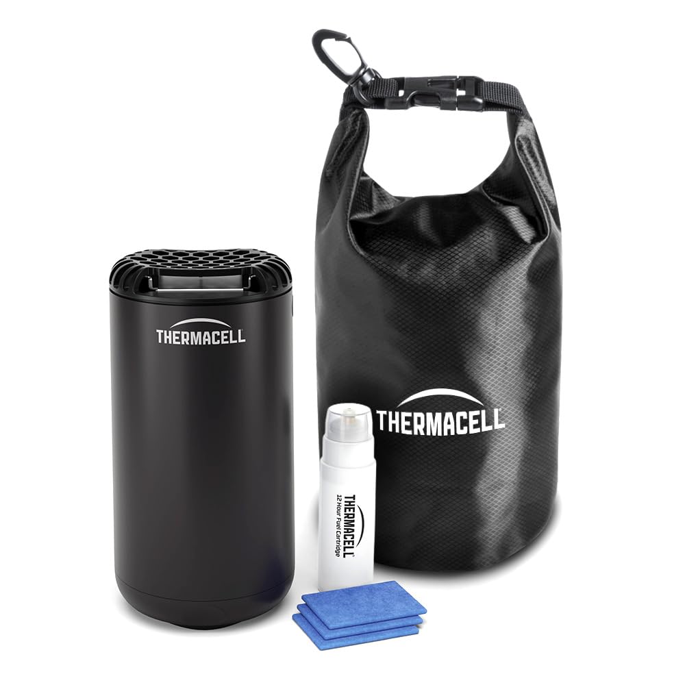 Thermacell Difusor Antimosquitos para Exteriores + Bolsa Exclusiva de Regalo – Protección 20 m², Sin DEET, Negro
