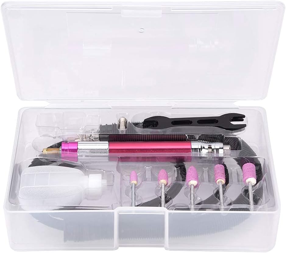 Pneumatic Engraving Pen,Rose Red Mini Air Micro Die Grinder 65000rpm with Silencer Tube