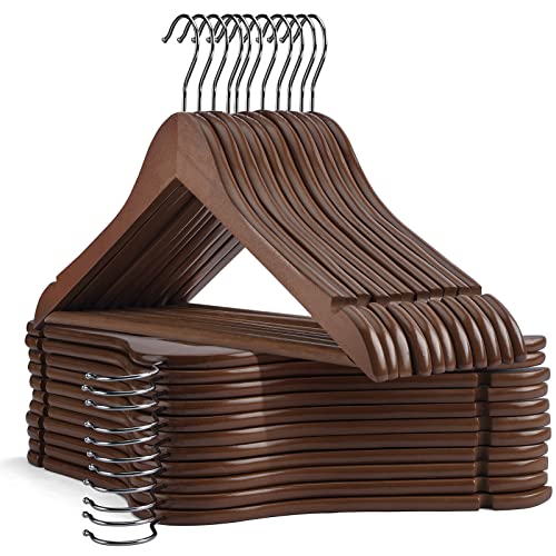 UINICOR Wooden Hangers Clothes Hangers 30 Pack Slim Wood Hangers Coat Hangers for Closet,Hangers with Extra Smooth Finish,Precisely Cut Notches Wooden Coat Hangers,Hangers for Shirt Suit Dress,Walnut
