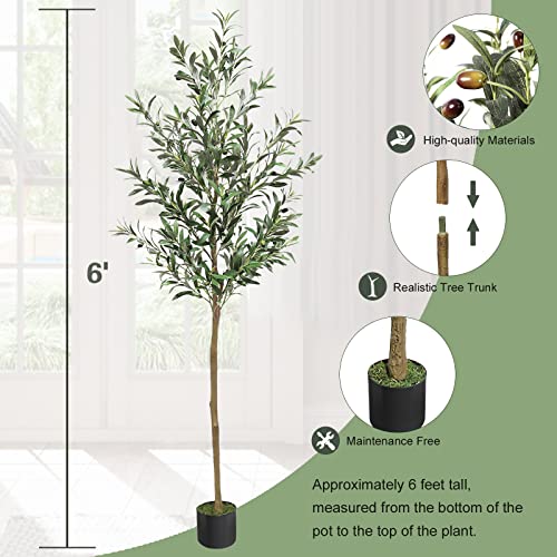 image for Melli Welli Artificial Olive Tree 6.01FT Fake Plants Indoor Tall Faux 