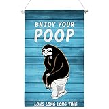 Funny Bathroom Quotes Vintage Enjoy Your Poop Sloth Poster Canvas Sign Wall Art for Home Restroom...